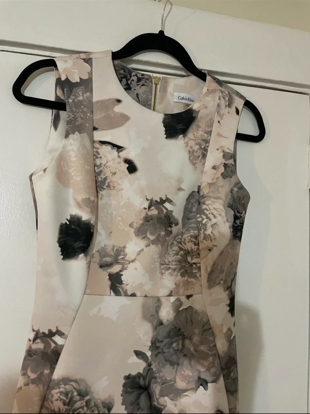 Calvin Klein Neutral Floral Midi Sheath Dress size 4